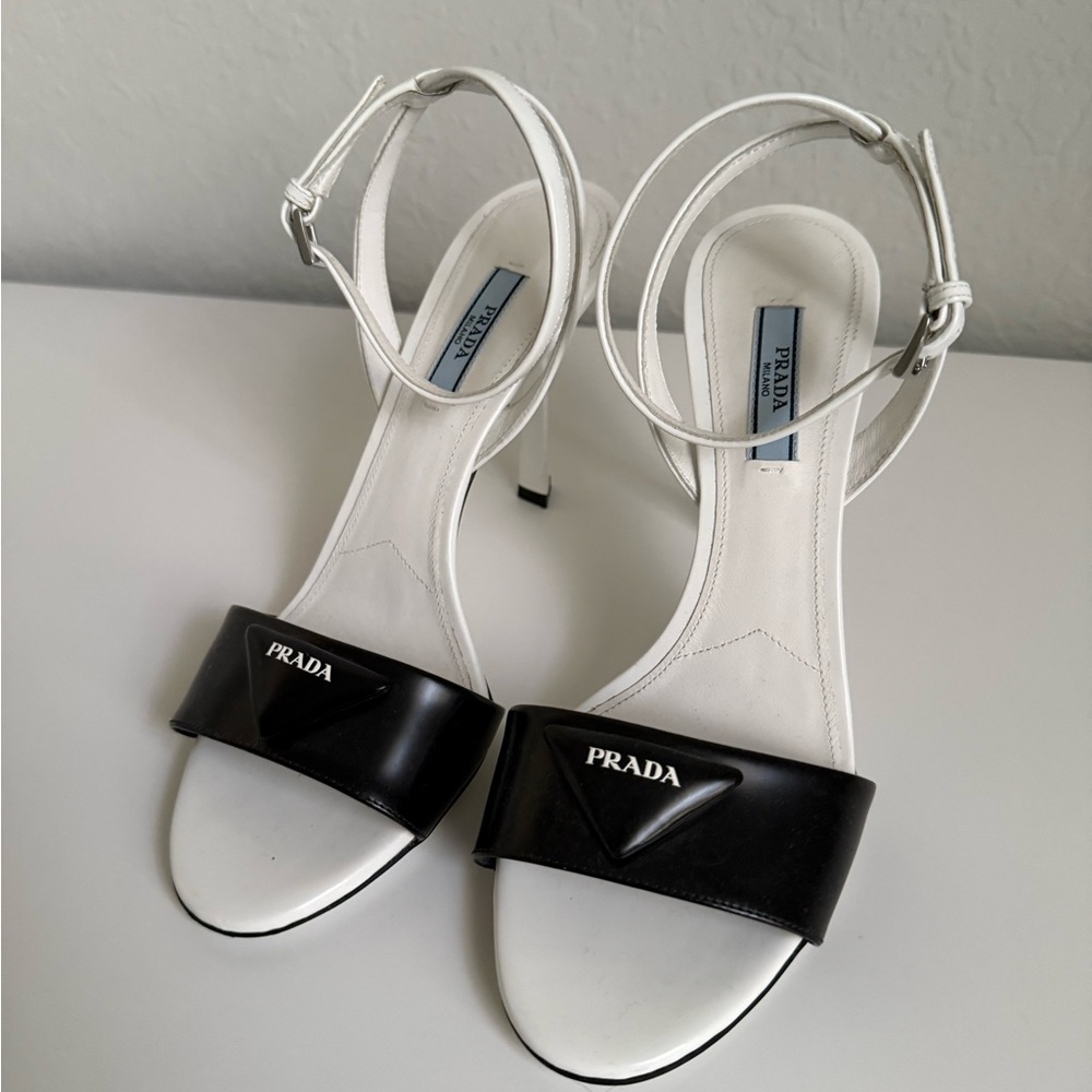 Prada Women's Black and White Heels
